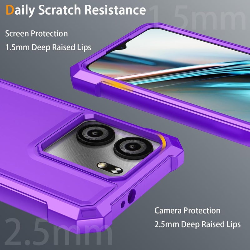 Mocotto for BLU View 5 Phone Case with Tempered Glass Screen Protector,Slim Soft Silicone Full-Body Protective Case for BLU View 5 (Purple) - Image 2
